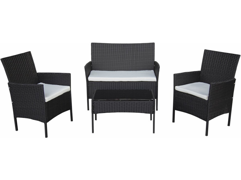Conjunto de muebles de jardín de resina tejida "Toronto" - 4 plazas - Negro