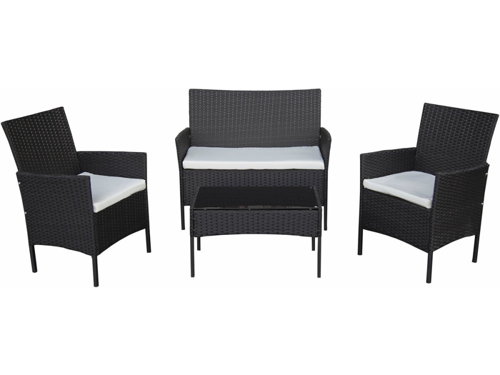 Conjunto de muebles de jardín de resina tejida "Toronto" - 4 plazas - Negro