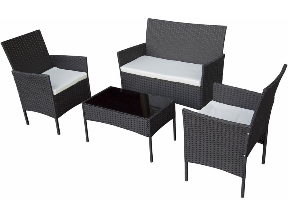Conjunto de muebles de jardín de resina tejida "Toronto" - 4 plazas - Negro
