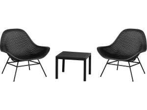 Lote de 2 sillones de jardín "Soléna" con mesa baja - Negro