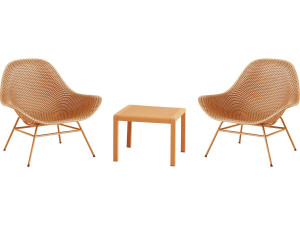 Lote de 2 sillones de jardín "Soléna" con mesa baja - Naranja