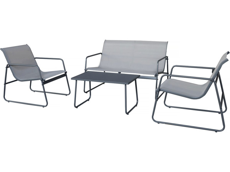 Conjunto de muebles de jardín de metal "Fortaleza" - 4 plazas - Gris claro