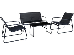 Conjunto de muebles de jardín de metal "Fortaleza" - 4 plazas - Negro