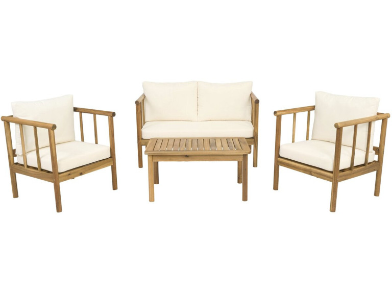 Conjunto de muebles de jardín de madera "Milano" con cojines - 4 plazas - Beige