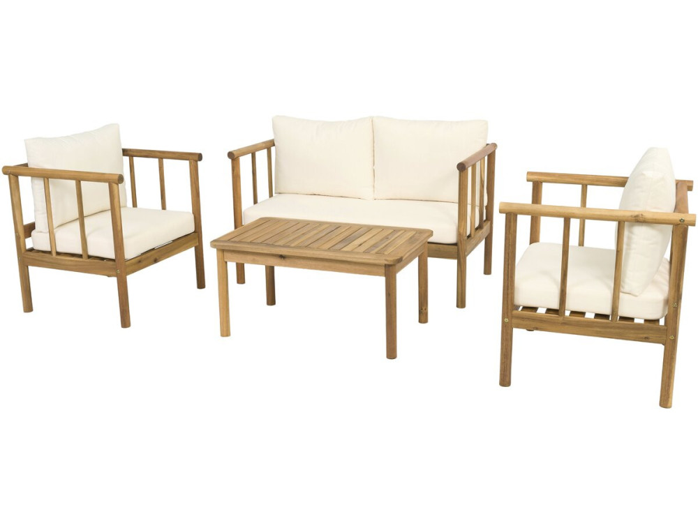 Conjunto de muebles de jardín de madera "Milano" con cojines - 4 plazas - Beige