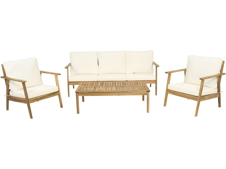 Conjunto de muebles de jardín de madera de acacia con cojines "Chilwell" - 5 plazas - Beige