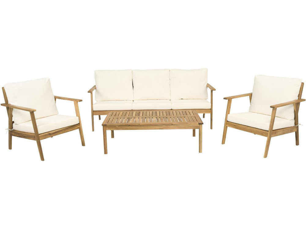Conjunto de muebles de jardín de madera de acacia con cojines "Chilwell" - 5 plazas - Beige