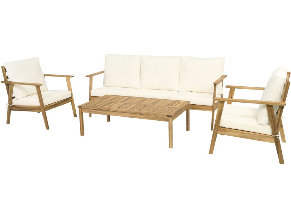 Conjunto de muebles de jardín de madera de acacia con cojines "Chilwell" - 5 plazas - Beige