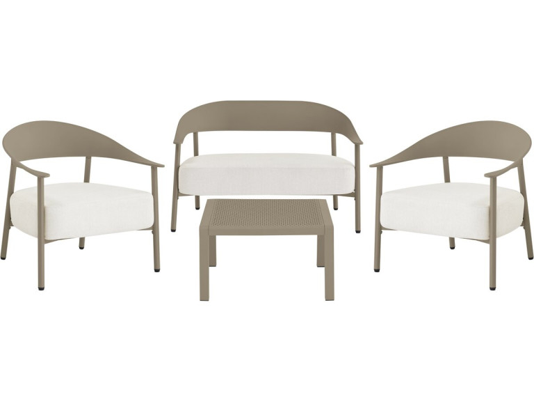Conjunto de muebles de jardín "Céora" de metal y plástico - 4 plazas - Topo