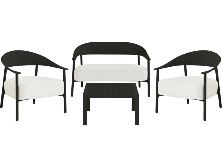 Conjunto de muebles de jardín "Céora" de metal y plástico - 4 plazas - Negro