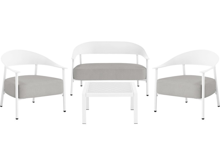 Conjunto de muebles de jardín "Céora" de metal y plástico - 4 plazas - Blanco