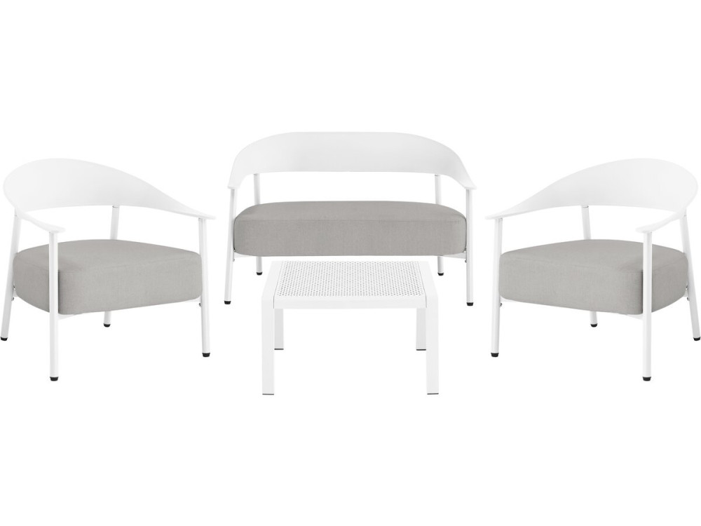 Conjunto de muebles de jardín "Céora" de metal y plástico - 4 plazas - Blanco