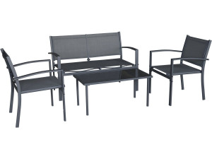 Conjunto de muebles de jardín de metal "Lino II" - 4 plazas - Negro