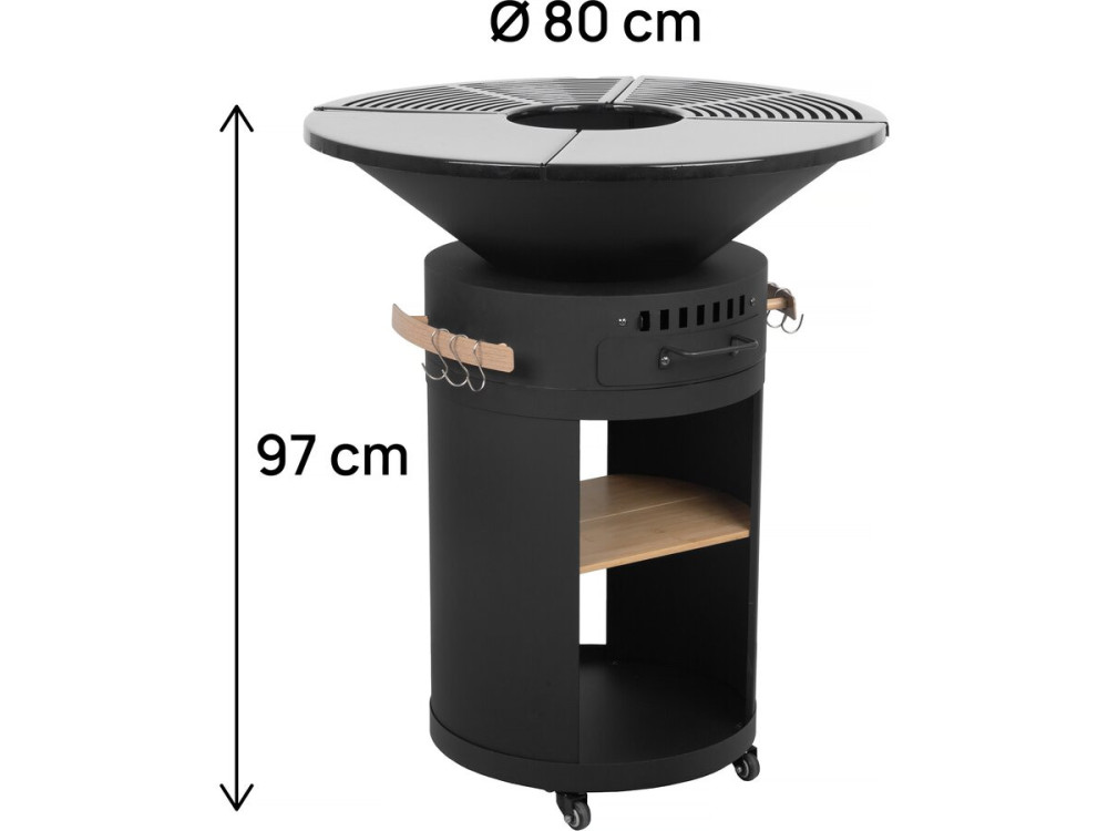 Brasero plancha "Cesar premium" de carbón y leña - Ø 81 cm - Negro