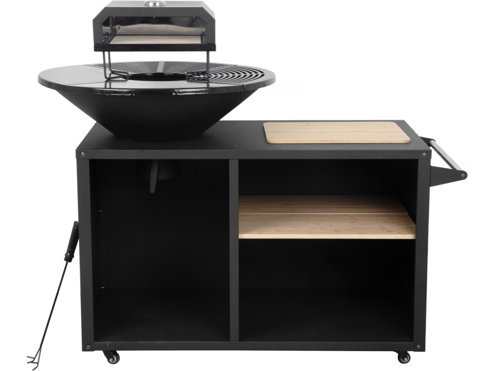 Barbacoa plancha brasero con horno para pizza "Maréchal" - Ø 81 cm - Negro