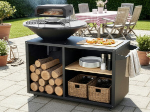 Barbacoa plancha brasero con horno para pizza "Maréchal" - Ø 81 cm - Negro 2