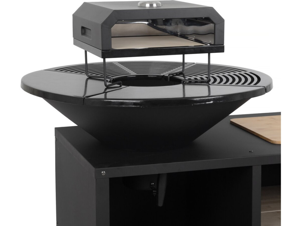 Barbacoa plancha brasero con horno para pizza "Maréchal" - Ø 81 cm - Negro