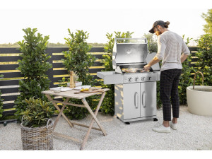 Barbacoa de gas de acero inoxidable con 5 quemadores incluyendo 1 quemador lateral "Brazzo" - 118 x 57 x 104 cm - Gris claro 2