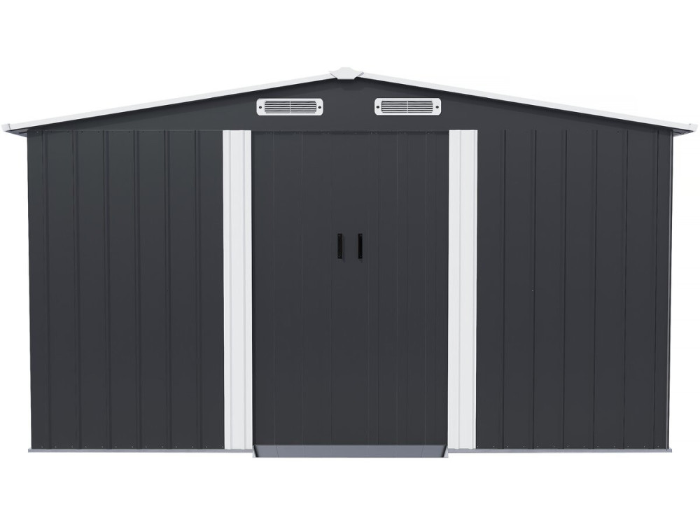 Caseta de jardín metálica con puerta corredera "Boston" - 13 m² - Gris