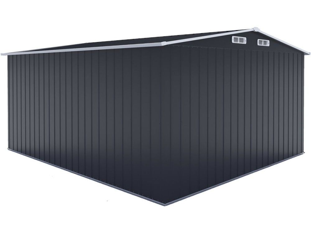 Caseta de jardín metálica con puerta corredera "Boston" - 13 m² - Gris