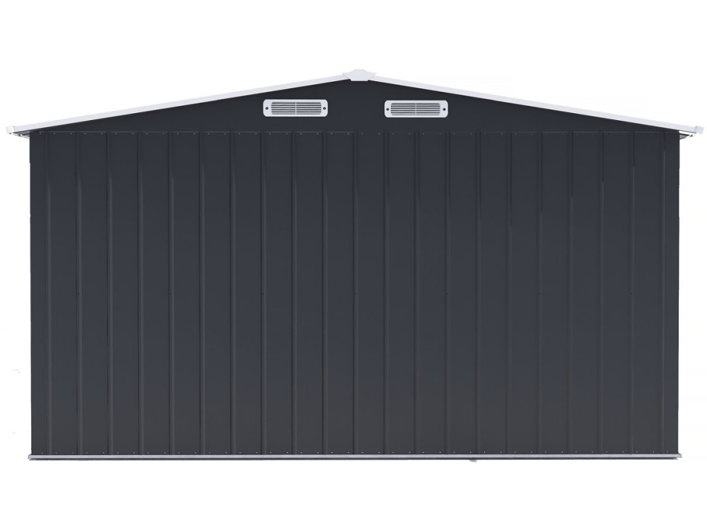 Caseta de jardín metálica con puerta corredera "Boston" - 13 m² - Gris