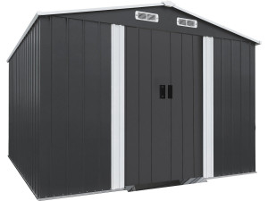 Caseta de jardín metálica "Boston" con puerta corredera - 8 m² - Gris