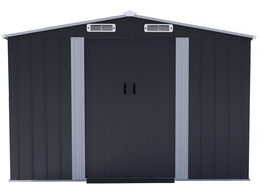 Caseta de jardín metálica "Boston" con puerta corredera - 8 m² - Gris