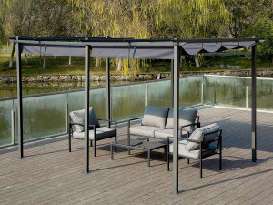 Pérgola metálica con techo retráctil - 3 x 6 m - Antracita 2