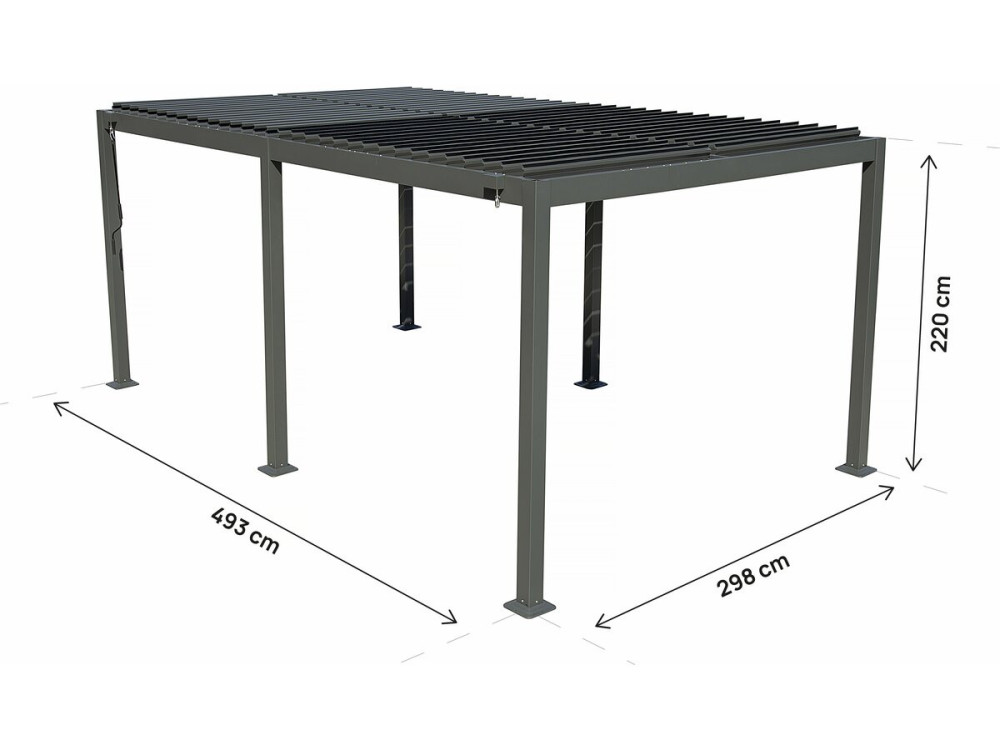 Pérgola bioclimática "Kensington" de aluminio autoportante - 3 x 5 m - Gris
