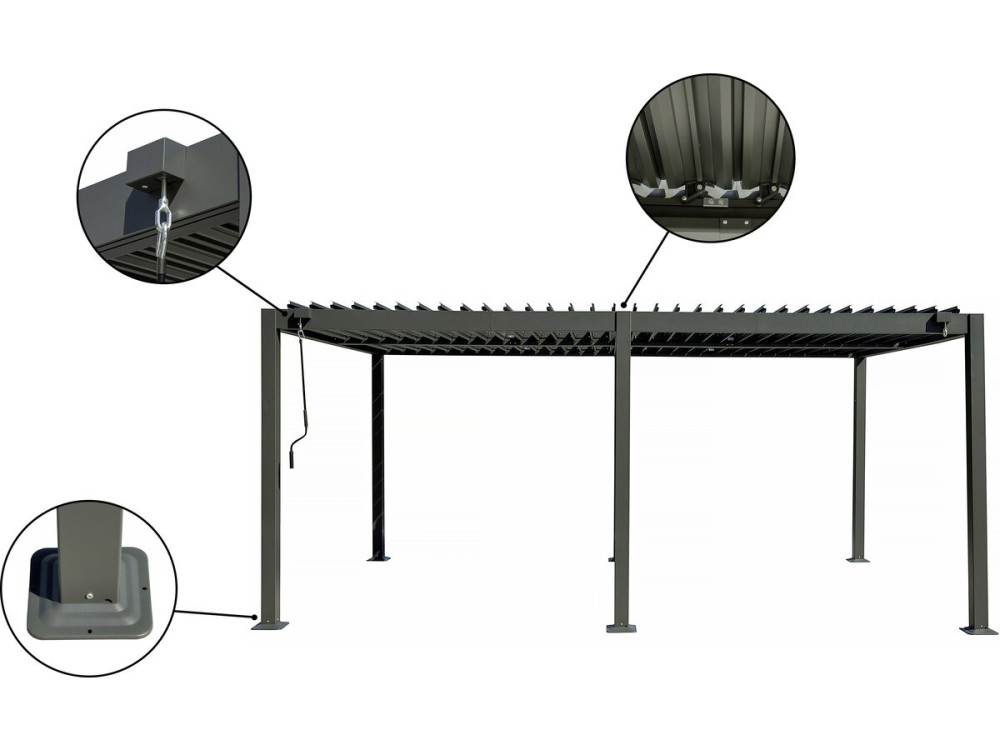 Pérgola bioclimática "Kensington" de aluminio autoportante - 3 x 5 m - Gris