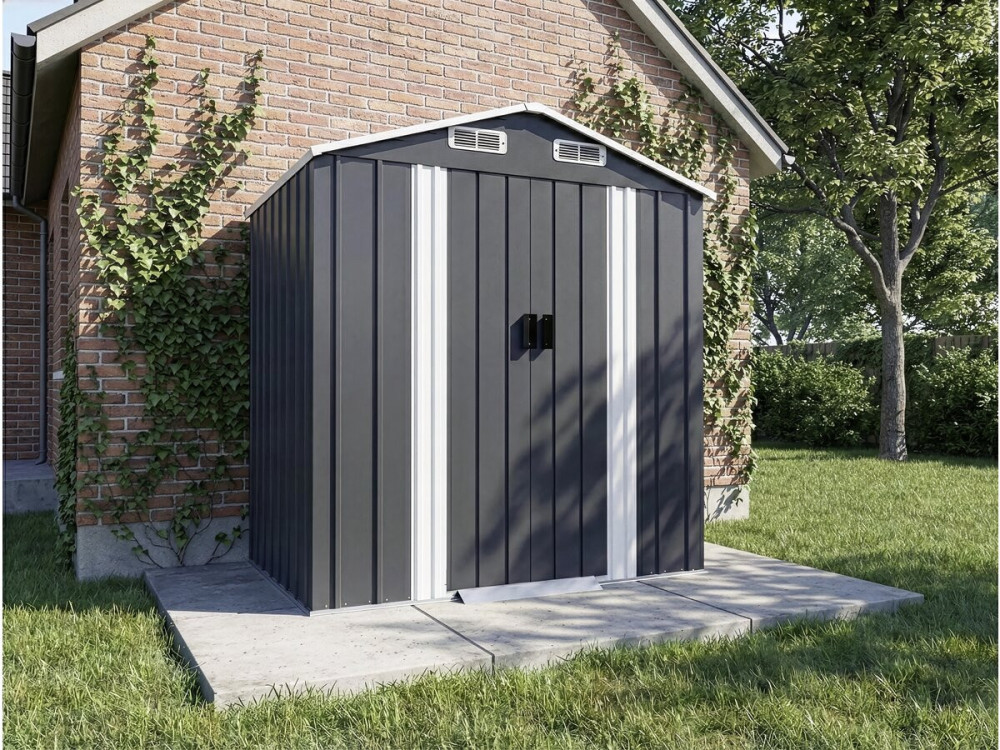 Caseta de jardín metálica "Boston" con puerta corredera - 2,17 m² - Gris