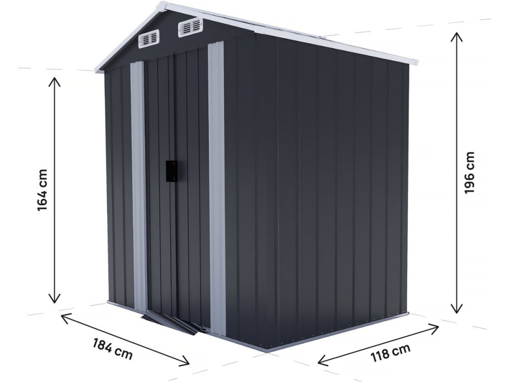 Caseta de jardín metálica "Boston" con puerta corredera - 2,17 m² - Gris