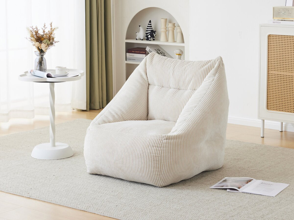 Puf de pana "Medellin" - Beige - 85 x 85 x 72 cm