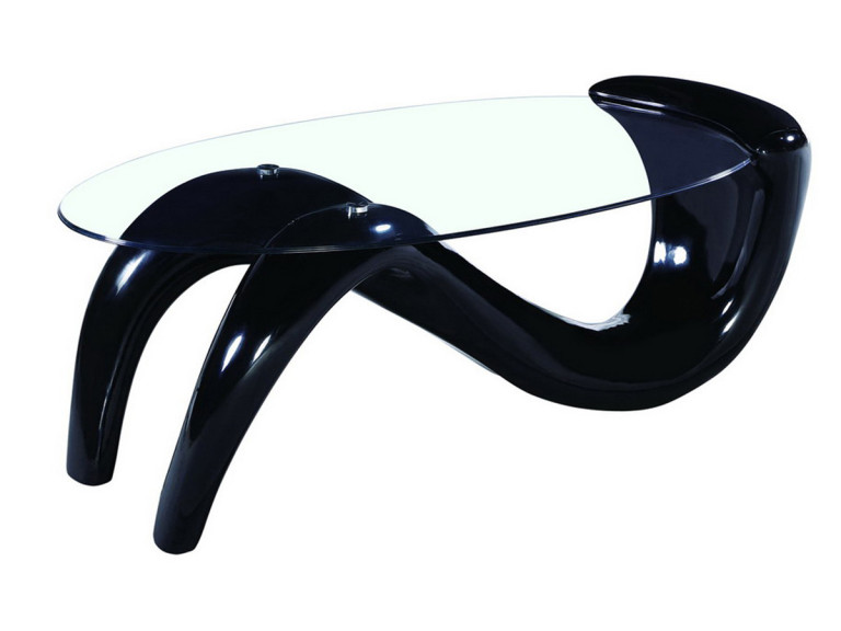 Mesa de centro oval "Maya" en fibra de vidrio - Negro