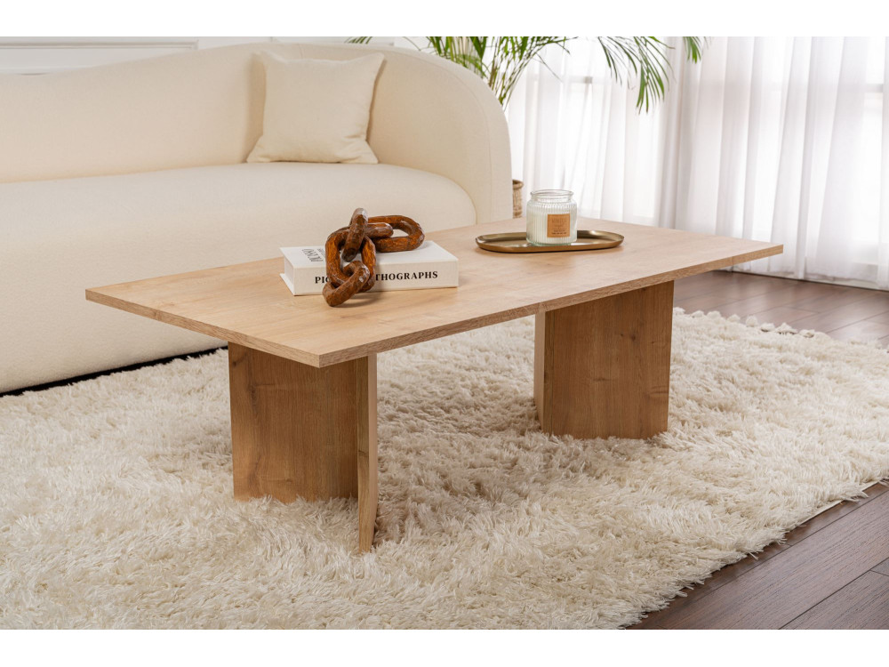 Mesa de centro de madera "Sabin" - 60 x 119 x 40 cm - Roble zafiro