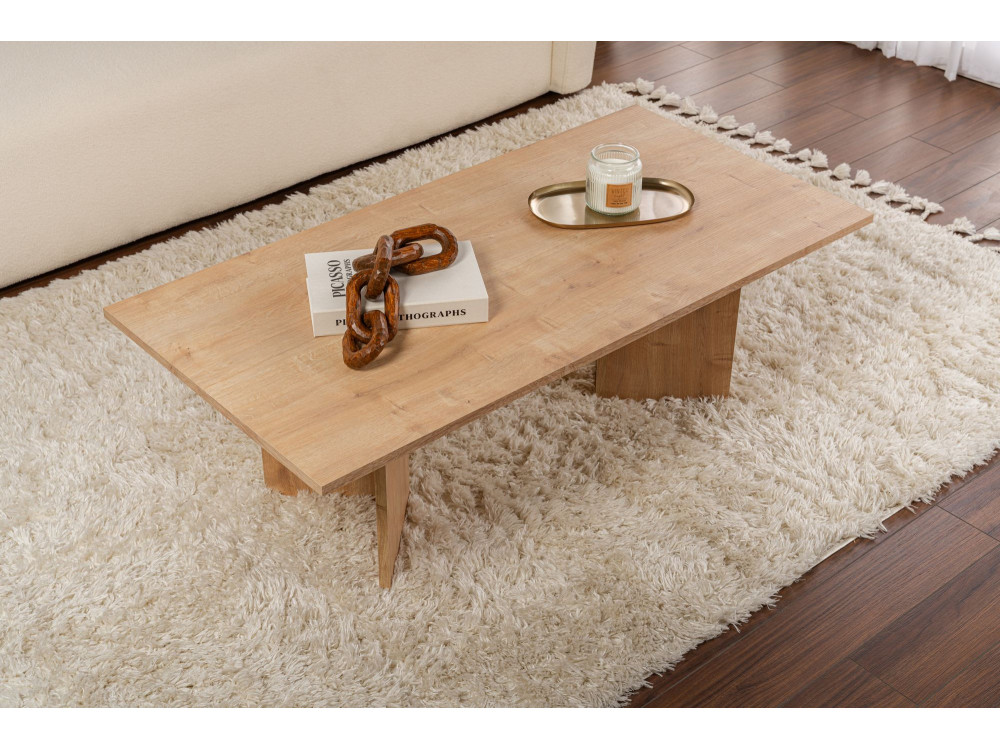Mesa de centro de madera "Sabin" - 60 x 119 x 40 cm - Roble zafiro