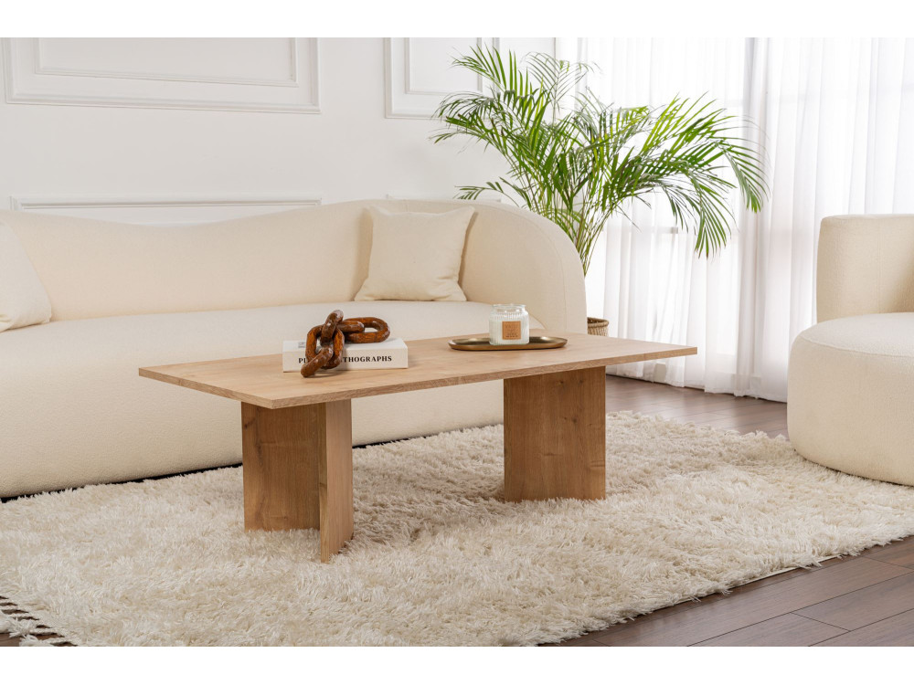 Mesa de centro de madera "Sabin" - 60 x 119 x 40 cm - Roble zafiro