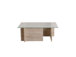 Mesa baja de madera "Vetrino" - 105 x 65 x 40 cm - Travertino