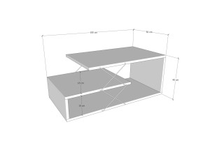 Mesa baja de madera "Cayenne" - 100 x 50 x 40 cm - Blanco