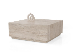 Mesa baja de madera "Lizbon" - 90 x 90 x 35 cm - Travertino