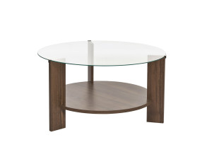 Mesa baja de madera "Clara" - 75 x 75 x 40 cm - NogalTransparente