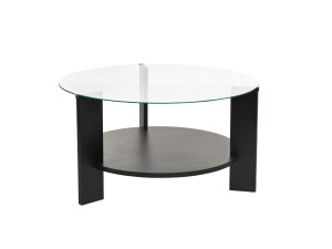 Mesa baja de madera "Clara" - 75 x 75 x 40 cm - Madera NegraTransparente