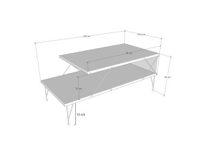 Mesa baja de madera "Loira" - 100 x 50 x 40 cm - Marrón