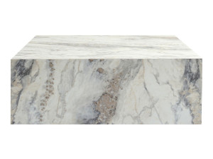 Mesa baja de madera "Prizma" - 90 x 90 x 35 cm - mármol Freesia