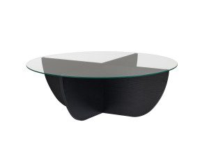Mesa baja de cristal "Liya" 90 x 90 x 30 cm - Madera negra