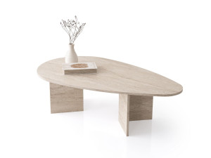 Mesa baja de madera "Flap" 139,5 x 79,5 x 42 cm - Travertino