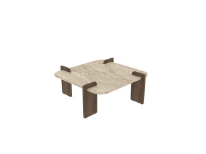 Mesa baja de madera "Afrolli" - 90 x 90 x 35 cm - Travertino