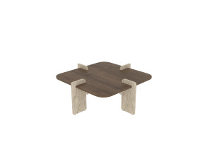 Mesa baja de madera "Poalla" - 90 x 90 x 35 cm - Marrón