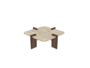 Mesa baja de madera "Poalla" - 90 x 90 x 35 cm - Travertino