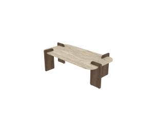 Mesa baja de madera "Leapiri" - 120 x 60 x 35 cm - Travertino